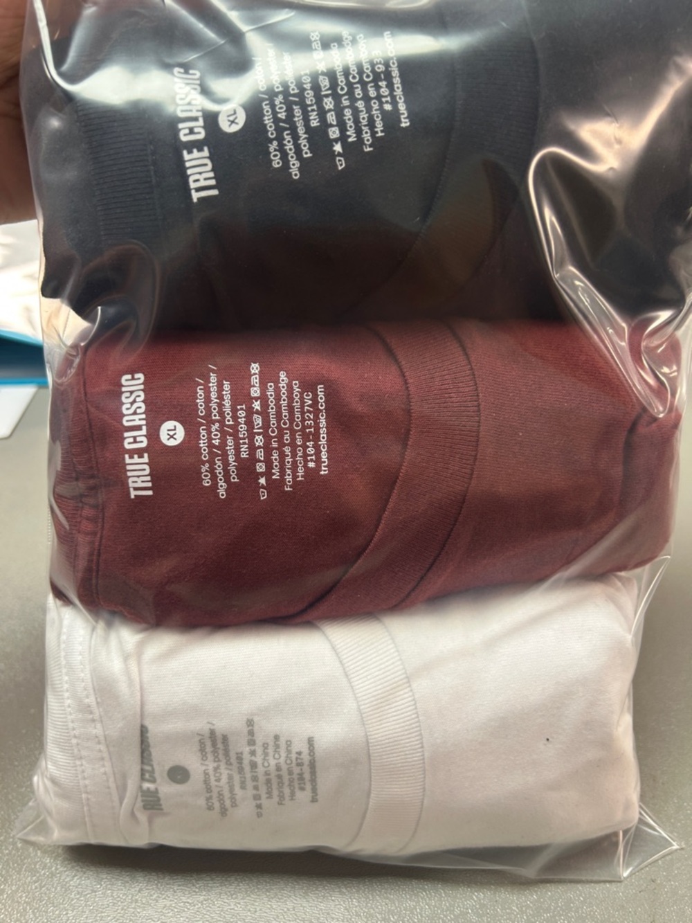 TRUE CLASSIC Men's Short Sleeve Tee 3-Pack - Black, Maroon, White